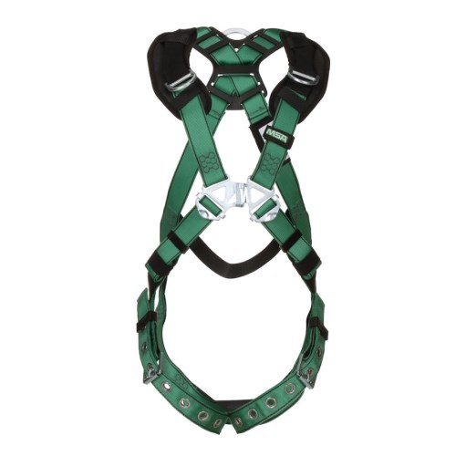 cha269 msa v-form safety harness back & shoulder rings, tongue buckle leg straps