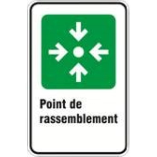 aluminium gathering point sign, 12 x 18