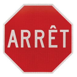 EAR010 Sign with inscription "Arrêt" P-10