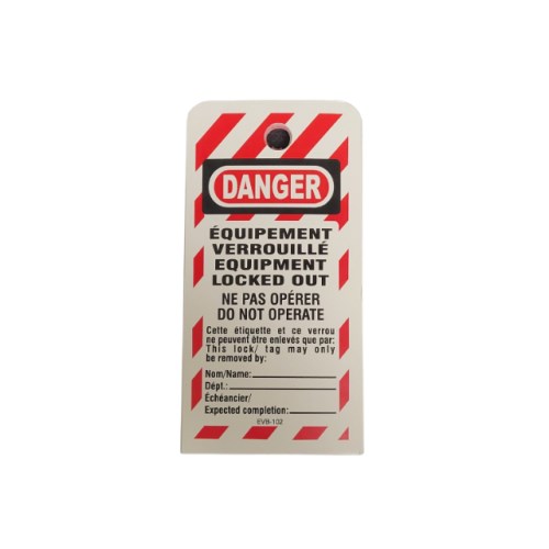 lockout tagout bilingual label, 25/pck