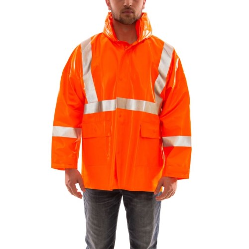 tingley comfort-brite flame-resistant rain jacket with reflective stripes