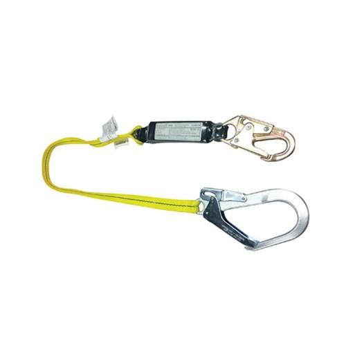 norguard integrated energy absorber positioning and restraint polyester lanyard with 1 small double locking snap hook and 1 rebar hook