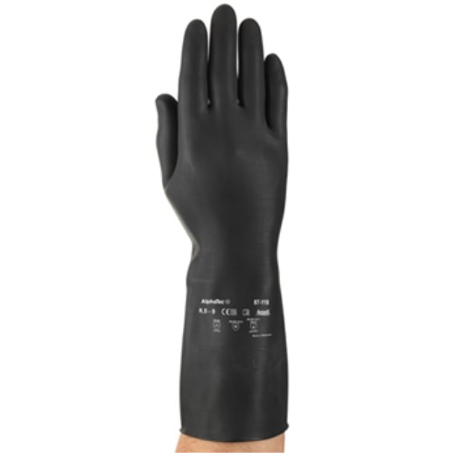 mgc103 ansell alphatec® 87-118 12" latex heavyweight work gloves with cotton lining