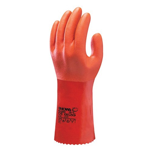 mgc153 showa 620 pvc with cotton liner chemical resistant work gloves