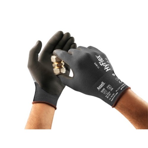 mgc615 knit glove, hyflex ansell, palm coated in nitrile, liner in spandex and nylon