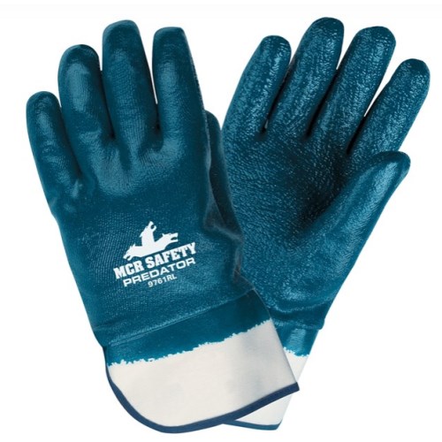 mgc638 mcr safety predator 9761r fully rough nitrile coated work gloves with safety cuffs