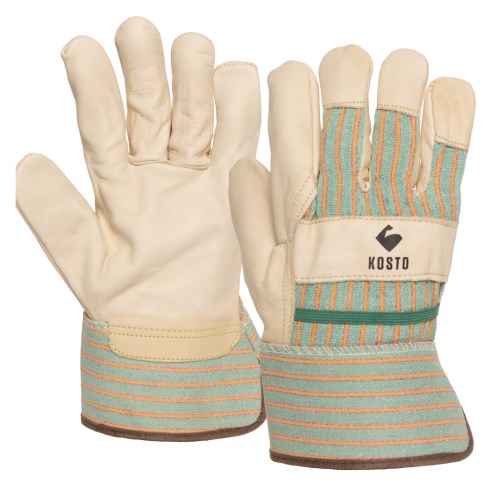 mgg002 gants de travail en cuir pleine fleur et coton avec bouts des doigts renforcés kosto mgg002