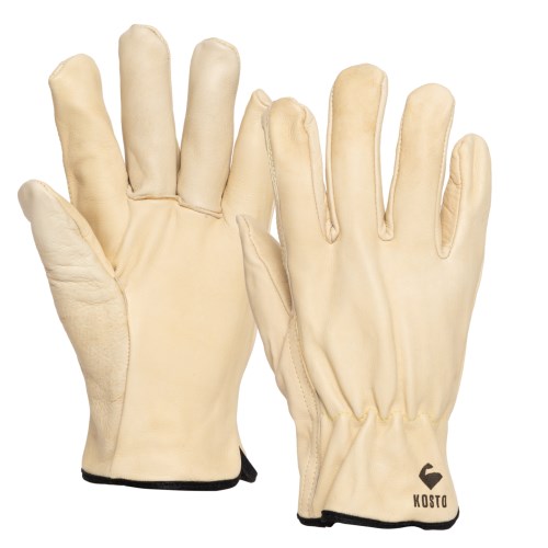 mgg560 gants de travail d'hiver style conducteur en cuir de vache pleine fleur avec doublure de flanelle kosto