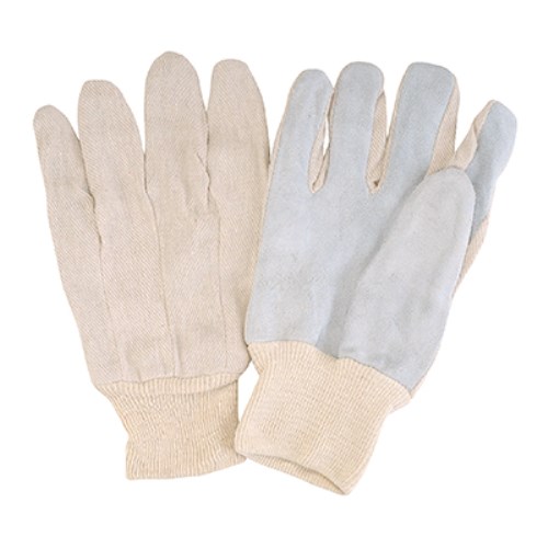 gants de travail de coton avec paume en cuir fendu kosto
