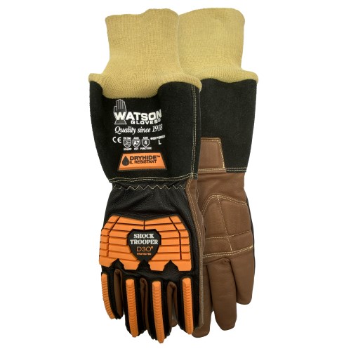 watson gloves 5785gwk shock-trooper cut and puncture resistant work gloves with kevlar knitted wrist