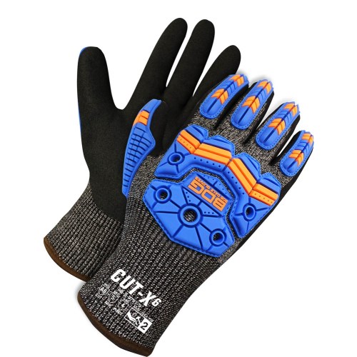 mgv383 bob dale gloves cut-x lined nitrile coated impact and a6 cut resistant work gloves