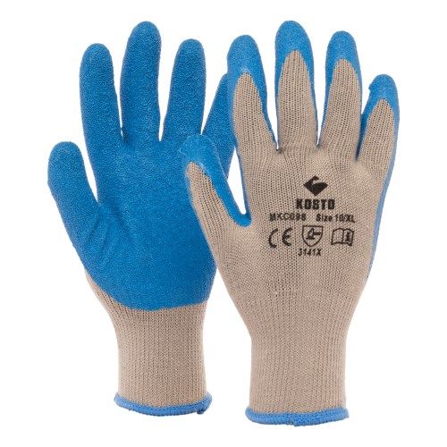 mkc098 gants de travail en tricot de coton et polyester enduits de latex kosto
