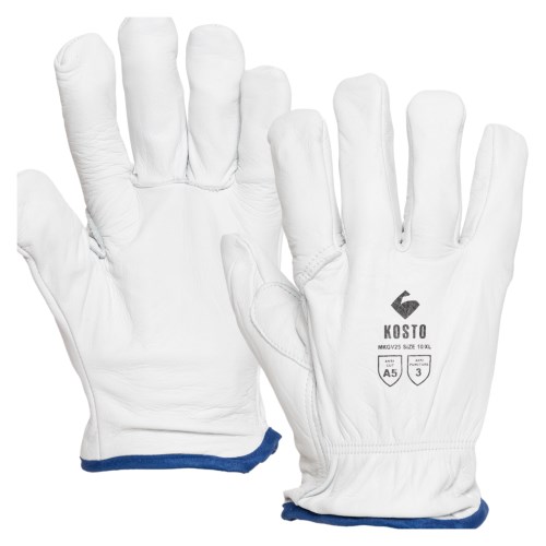 mkgv25 kosto full grain cut-resistant high density polyethylene lined driver style work gloves