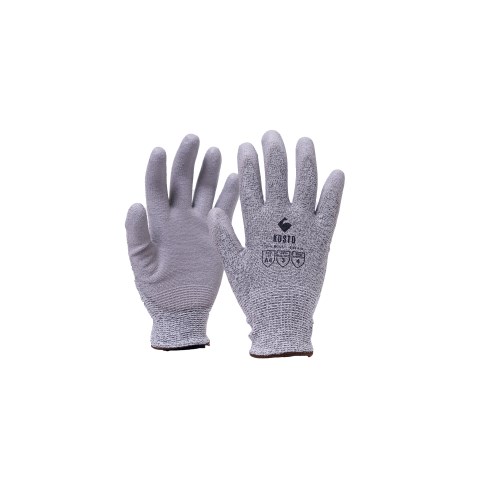 gants de travail résistants aux coupures niveau a4 en polyéthylène haute densité enduits de pu kosto