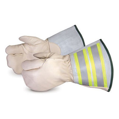 mmf024 superior glove endura deluxe lineman mitt, 6" reflective gauntlet cuff work gloves