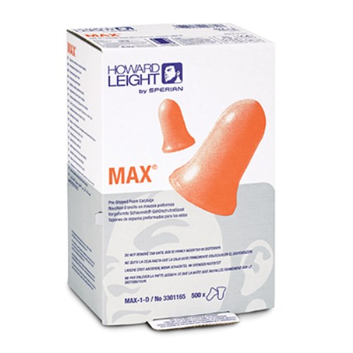 obo044 max uncorded earplugs, 500/box max-1-d