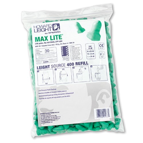 obo091 max lite cordless earplugs, 400/box lpf-ls4-refill