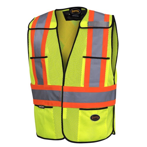sve1020 pioneer high-visibility tear away mesh safety vest, class 2
