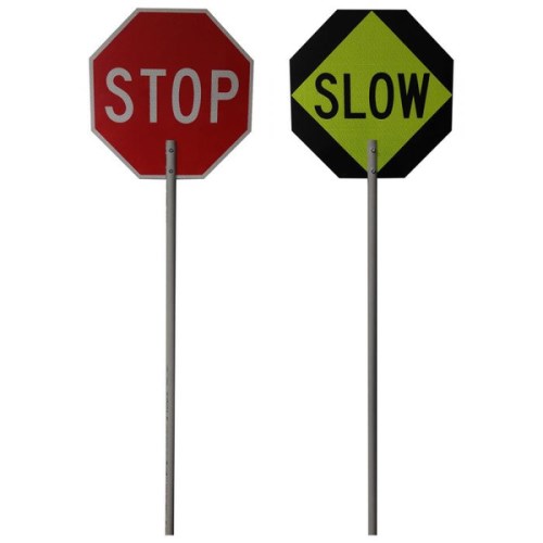 paddle stop/slow 18"reflective  #tc-22 5ft handle sign