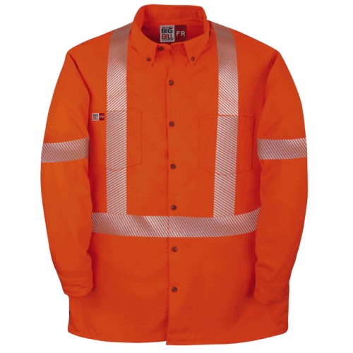 vche17 big bill button-down arc flash safety work shirt with reflective stripes