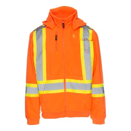 vgk362 kosto fleece high-visibility jacket with detachable hood