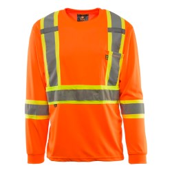 VHK12 Kosto Micro Mesh Polyester Long-Sleeved T-Shirt with 4'' Perforated Reflective Tape