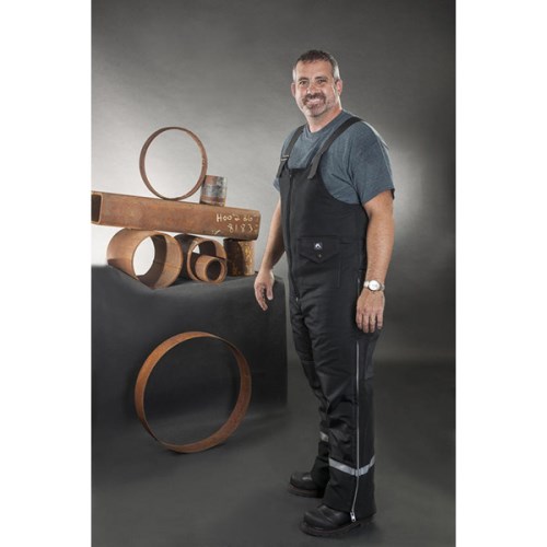 vpa649 pantalon noir en coton doublé avec bandes réfléchissantes pn2550-l