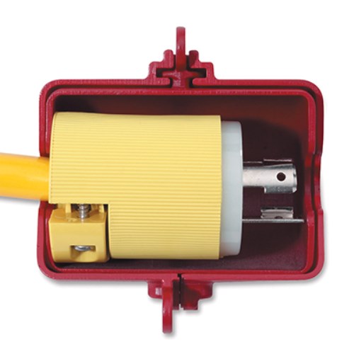 xvc018 3¼" x 2¼" red electrical plug lockout 487
